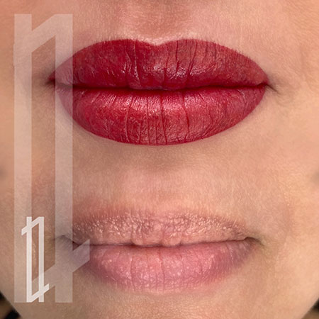 antes y después micropigmentación de labios con cambio de color