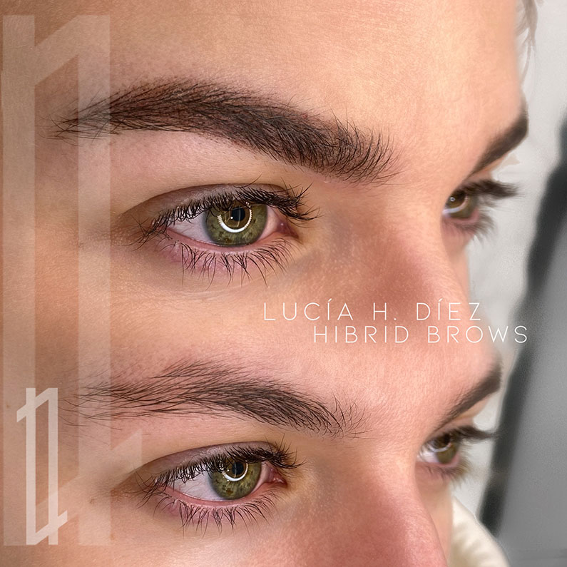 antes y después de micropigmentación de cejas hecha en Luhdeline